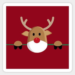 Christmas Reindeer Red Nose Funny Christmas Gifts Sticker